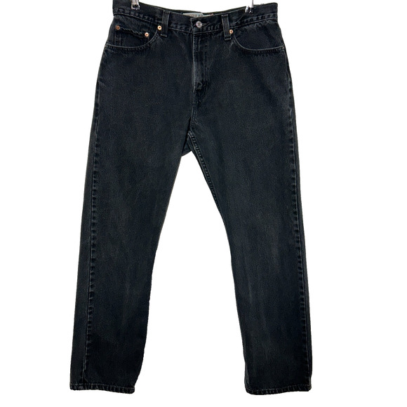 Levis 505 Jeans Mens 34x32 Black Regular Fit Denim Workwear Casual Chore Rugged - Picture 1 of 11